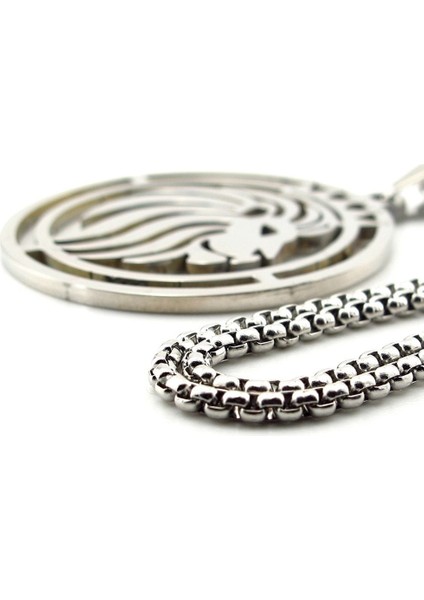 Aslan Lion Kral Paslanmaz Gümüş Renk Çelik Erkek Kolye Zincir Q0963 fırsatları