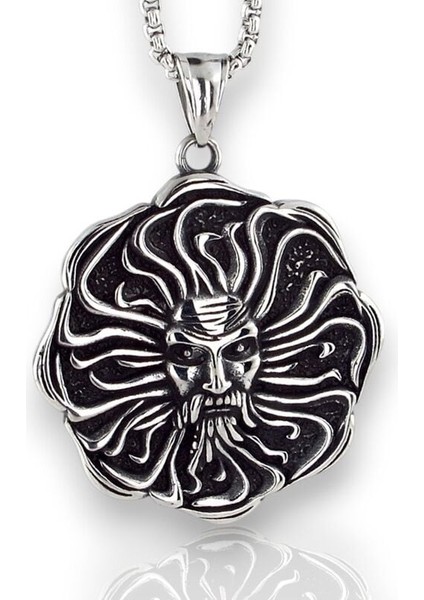 Mitolojik Apollo Güneş Tanrısı Madalyon Titanyum Çelik Erkek Kolye Q0965