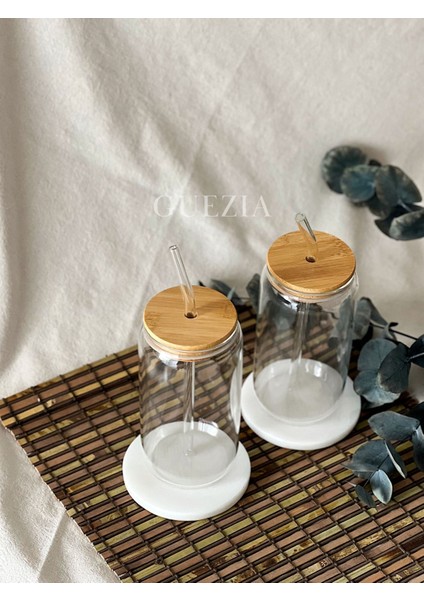 Bambu Kapaklı Pipetli Cam Bardak 2 Adet modelleri