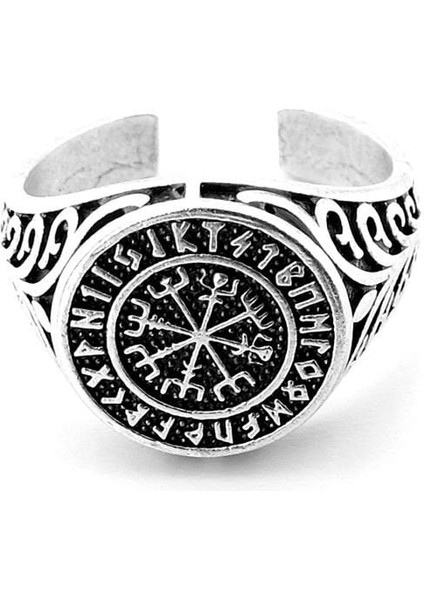 Vegvisir Viking Pusula Iskandinav Mitoloji Yön Pirinç Erkek Yüzük RG072 modelleri