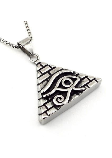 Horusun Gözü Antik Mısır Piramit Mitolojik Titanyum Çelik Erkek Kolye Q0972 fiyatları