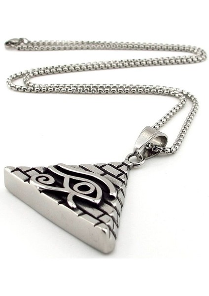 Horusun Gözü Antik Mısır Piramit Mitolojik Titanyum Çelik Erkek Kolye Q0972 modelleri