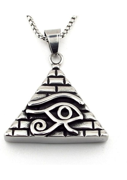 Horusun Gözü Antik Mısır Piramit Mitolojik Titanyum Çelik Erkek Kolye Q0972 fırsatları