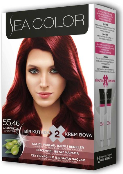 2x2 Tüp Krem Saç Boyası Seti Amazon Kızılı No:55.46 modelleri