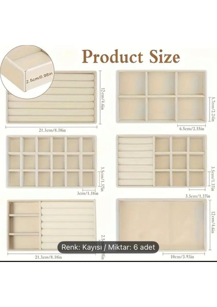 Şık 6 Lı Çekmece Içi Takı Set ( Krem Renk )