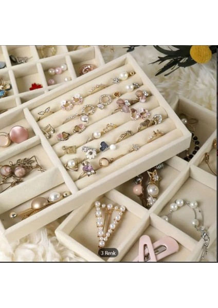Şık 6 Lı Çekmece Içi Takı Set ( Krem Renk ) fırsatları