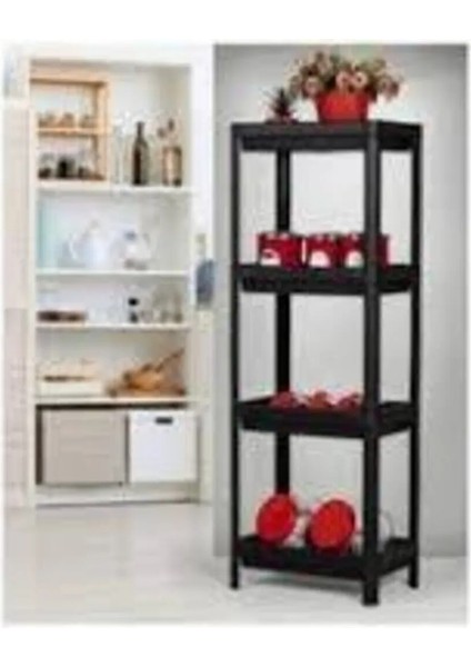 Shelf Unit Raf Ünitesi Siyah Renk 4 Katlı ROYALEKS-81414