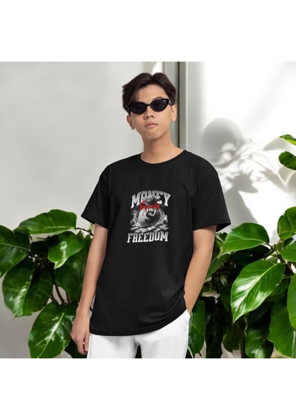 Freedom Yazılı Siyah Oversize Erkek Tişört fiyatları