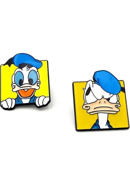 Iki Adet Donald Duck Surat Ifadeleri Ördek Metal Rozet Yaka Çanta Süsü RZ365