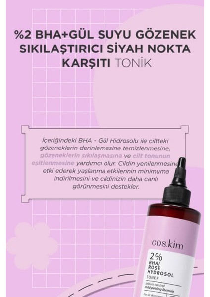 %2 Bha Gül Hidrosol Tonik 250 ml Gözenek Sıkılaştırıcı, Akne ve Siyah Nokta Karşıtı Yağ Dengeleyici fırsatları