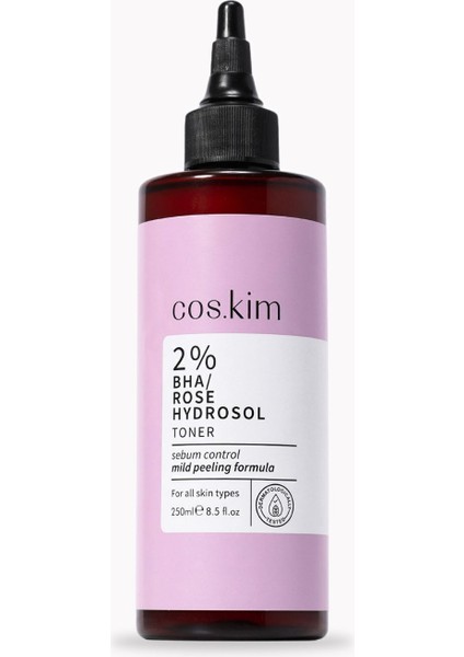 %2 Bha Gül Hidrosol Tonik 250 ml Gözenek Sıkılaştırıcı, Akne ve Siyah Nokta Karşıtı Yağ Dengeleyici