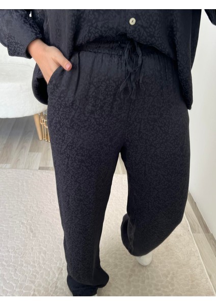 Siyah Saten Desenli Pantolon fırsatları