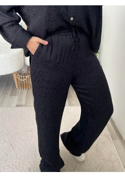 Siyah Saten Desenli Pantolon indirimleri