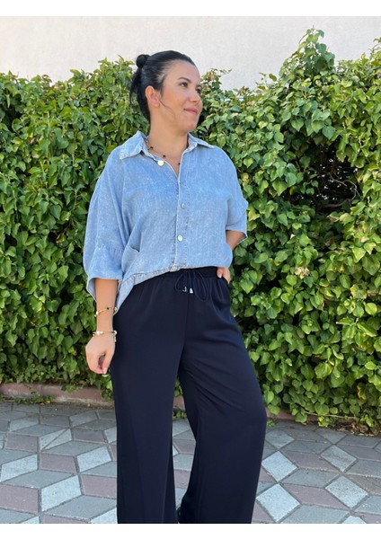 Lacivert Mevsimlik Beli Lastikli Palazzo Pantolon indirimleri