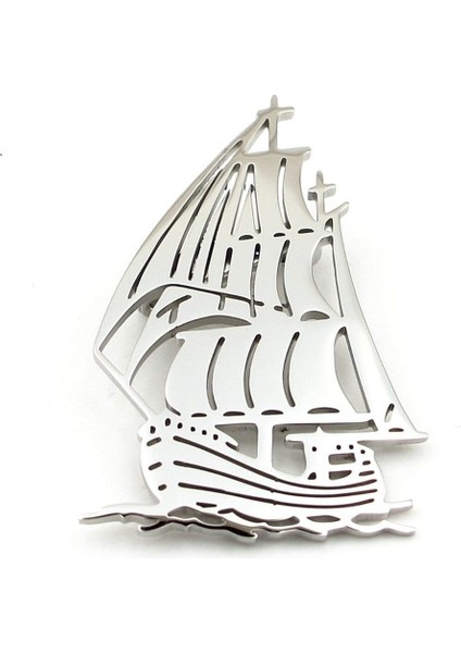 Yelkenli Korsan Gemisi Tekne Denizci Paslanmaz Çelik Rozet Broş Pin RZ329