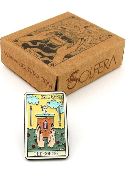 Tarot Kartı Şeklinde The Coffee Kahve Latte Çanta Süsü Metal Rozet RX037