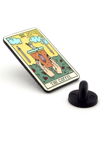 Tarot Kartı Şeklinde The Coffee Kahve Latte Çanta Süsü Metal Rozet RX037 modelleri