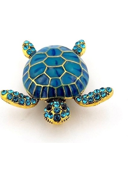 Deniz Kaplumbağası Mavi Zirkon Taşlı Metal Rozet Broş RZ312 fırsatları
