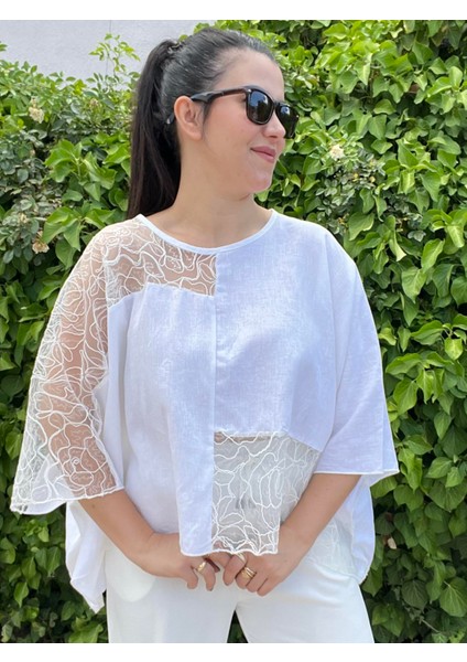 Premium Keten Tasarım Bluz