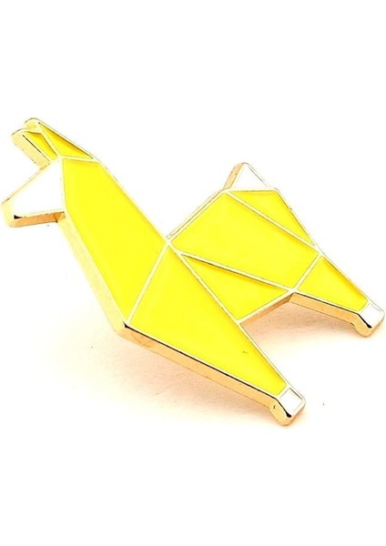 Origami Hayvan Figürü Lama Geometrik Metal Yaka Çanta Süsü Rozet RZ373 fiyatları