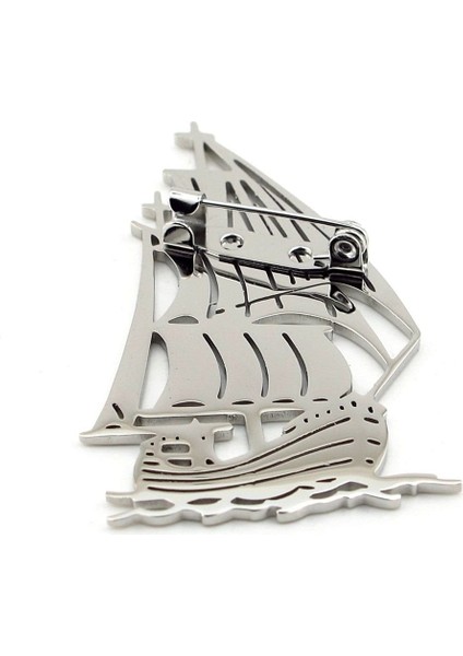 Yelkenli Korsan Gemisi Tekne Denizci Paslanmaz Çelik Rozet Broş Pin RZ329 fırsatları