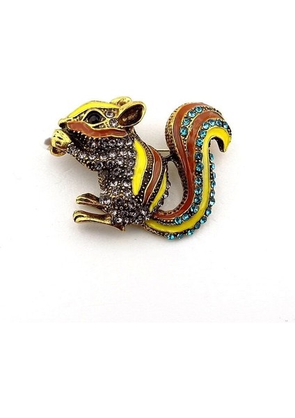 Sincap Orman Doğa Renkli Zirkon Taşlı Broş Metal Rozet Yaka Süsü RZ396