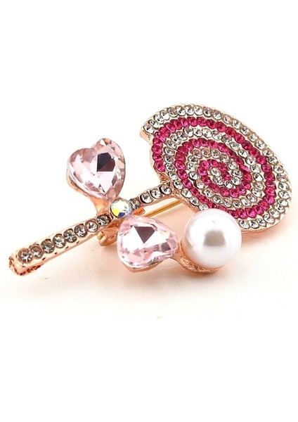 Pembe Beyaz Lolipop Candy Şeker Metal Yaka Süsü Broş RZ441 fırsatları