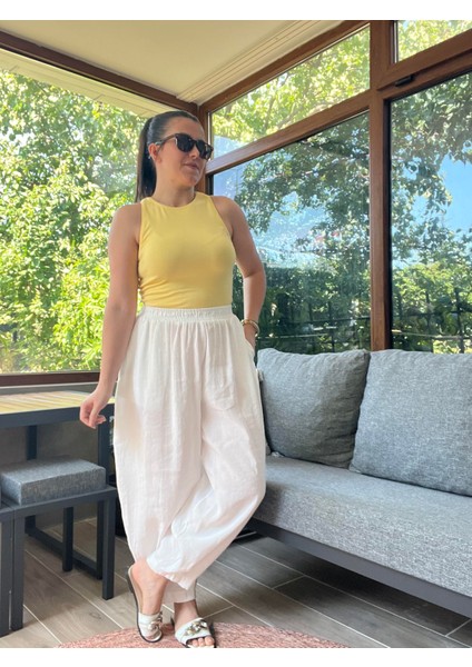 Ekru Tensel Şalvar Pantolon fırsatları