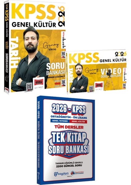 2026 Kpss Tarih Soru Bankası Video Ders Notları - Ortaöğretim Ön Lisans Tek Kitap Soru