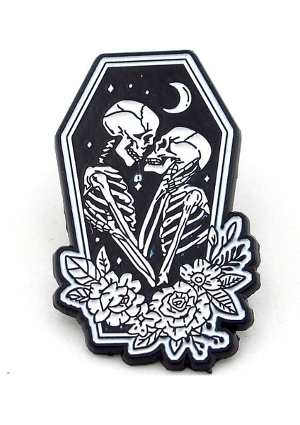Ölümsüz Aşk Tabut Iskelet Sevgililer Yaka Çanta Süsü Metal Rozet RX030 fiyatları