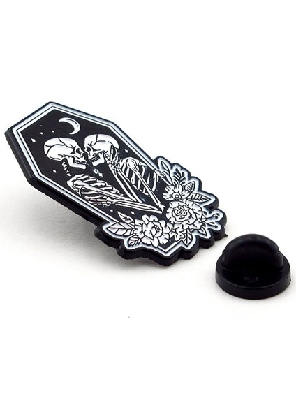 Ölümsüz Aşk Tabut Iskelet Sevgililer Yaka Çanta Süsü Metal Rozet RX030 modelleri