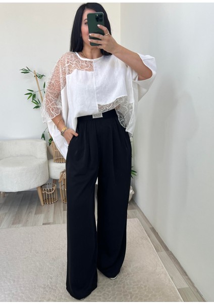 Siyah Cepli Beli Lastikli Bol Paça Pantolon indirimleri