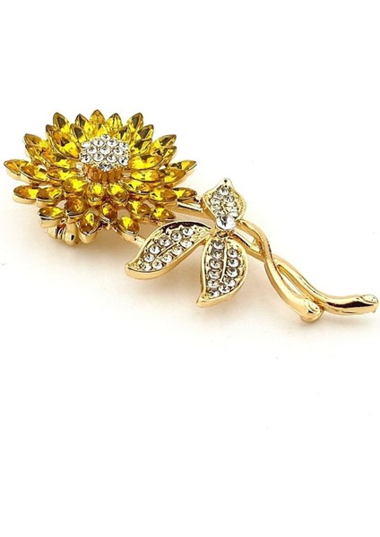 Sarı Zirkon Taşlı Ayçiçeği Çiçek Bahar Metal Yaka Süsü Broş RZ439 modelleri
