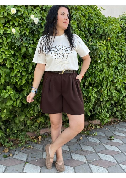 Krem, Ip Işlemeli Tişört indirimleri