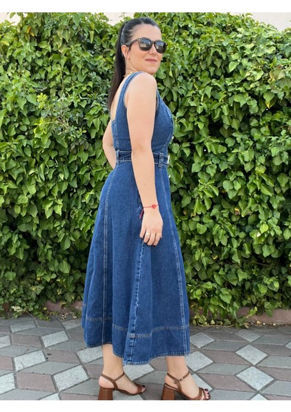 Metal Gold Düğme Detaylı Premium Özel Seri Jean Elbise ( Kargo Ürünüdür) modelleri