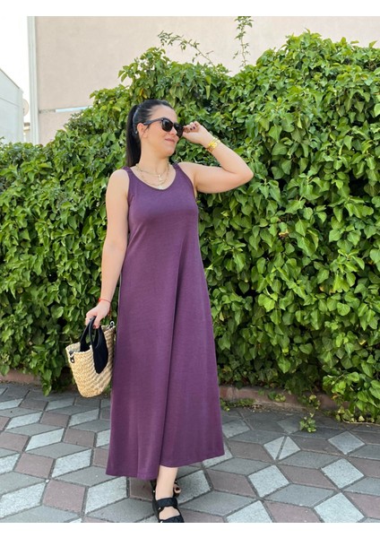 Mürdüm Büzgü Askılı Marka Model Uzun Elbise indirimleri