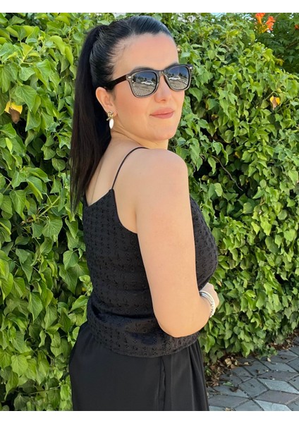 Siyah Ip Askılı Astarlı Fisto Bluz modelleri