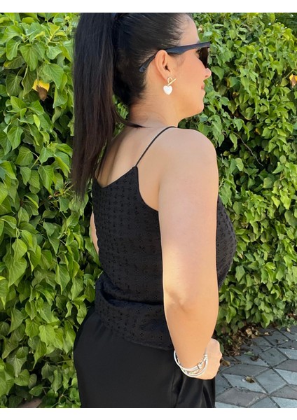 Siyah Ip Askılı Astarlı Fisto Bluz fırsatları