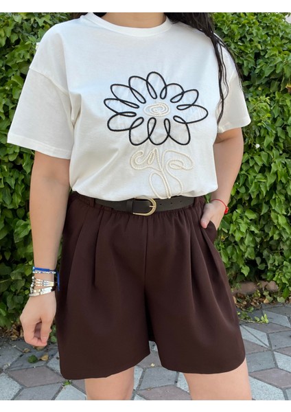 Kahverengi, Kemer Detaylı, Şehir Boy Şort fiyatları