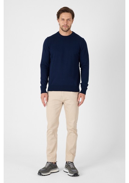 Lacivert Saf %100 Pamuk Erkek Bisiklet Yaka Triko Kazak fiyatları