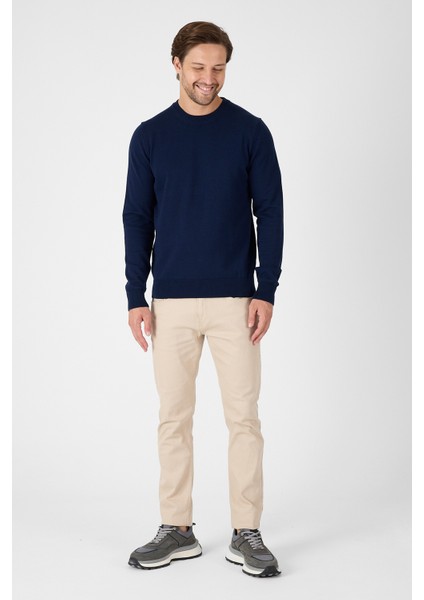 Lacivert Saf %100 Pamuk Erkek Bisiklet Yaka Triko Kazak modelleri