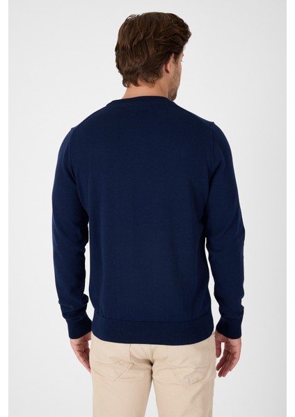 Lacivert Saf %100 Pamuk Erkek Bisiklet Yaka Triko Kazak indirimleri