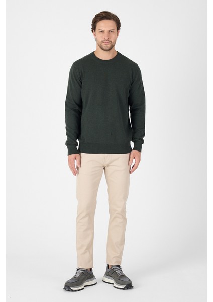 Haki Saf %100 Pamuk Erkek Bisiklet Yaka Triko Kazak fiyatları