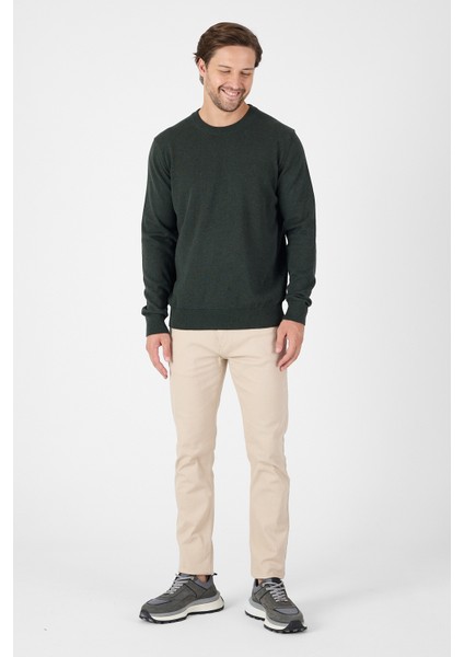 Haki Saf %100 Pamuk Erkek Bisiklet Yaka Triko Kazak modelleri