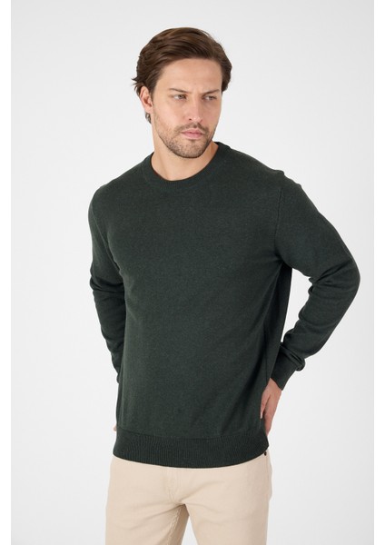 Haki Saf %100 Pamuk Erkek Bisiklet Yaka Triko Kazak fırsatları