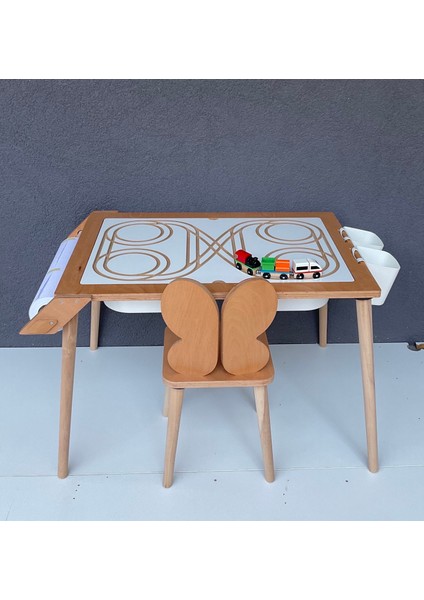 Çocuk Aktivite Masası, Kum Ve Su Etkinlikleri Masası -kutu Ve Tren Hediyeli 1 Sandalyeli - Ms114 indirimleri