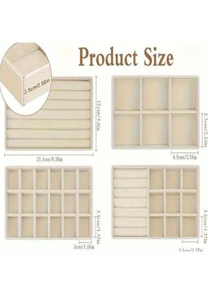 Şık 4 Lü Çekmece Içi Çekmece Içi Takı Set ( Bej Renk )