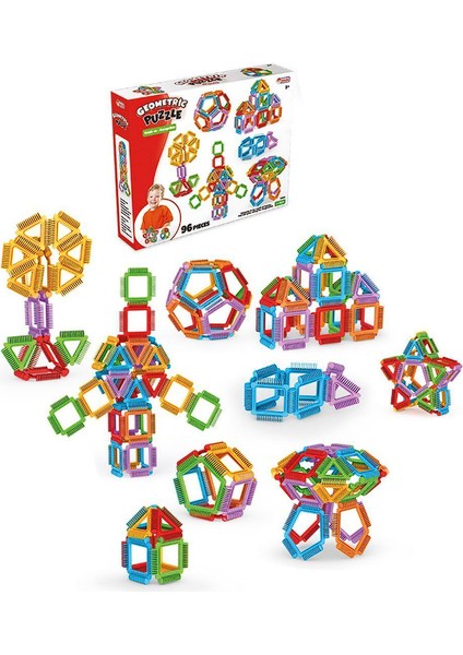 Eğitici Oyuncak Geometrik Puzzle Bloklar 64 Parça