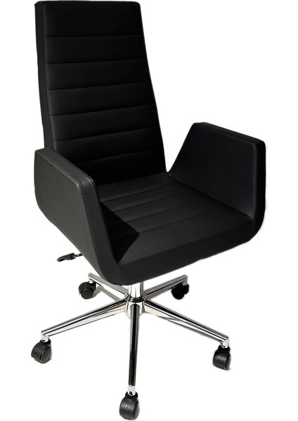 Krom Metal Lüx Yıldız Ayaklı Deri Döşeme | Ofis Koltuğu, Bekleme Koltuğu, Misafir Koltuğu (Ayarlanabilir) Maria fiyatları