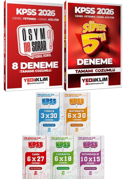 2026 Kpss Ösym Ne Sorar? 8 Deneme ve Süper 5 Deneme - 5 Ders 31 Deneme